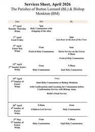 St John's Church Services - April 2026